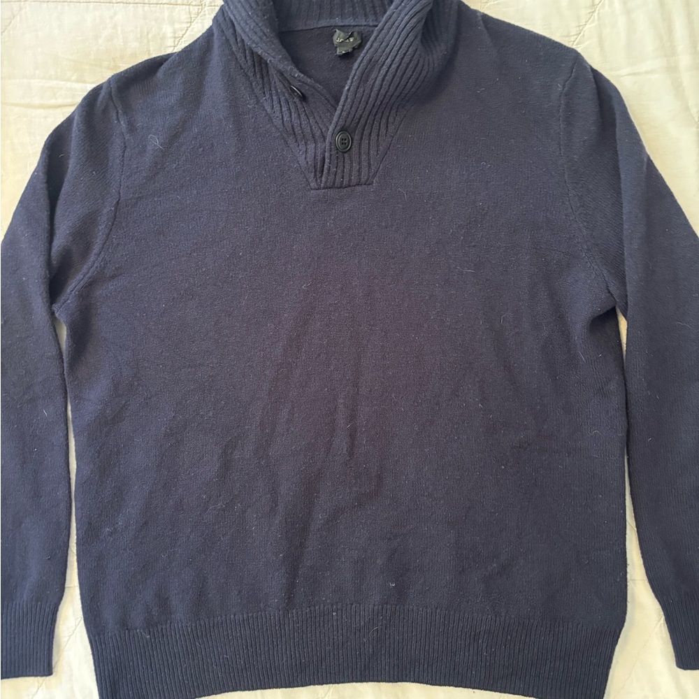 J. Crew Men's Dark Blue Sweater Shawl Neck